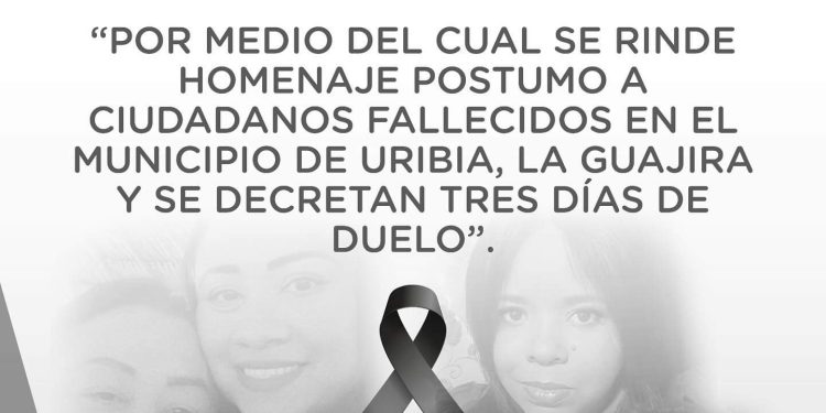 Tres días de luto en Uribia por fallecimiento de las cinco personas en accidente