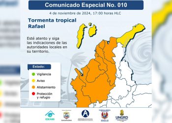 Estas son las alertas y recomendaciones para Colombia frente a la tormenta tropical Rafael en el Mar Caribe