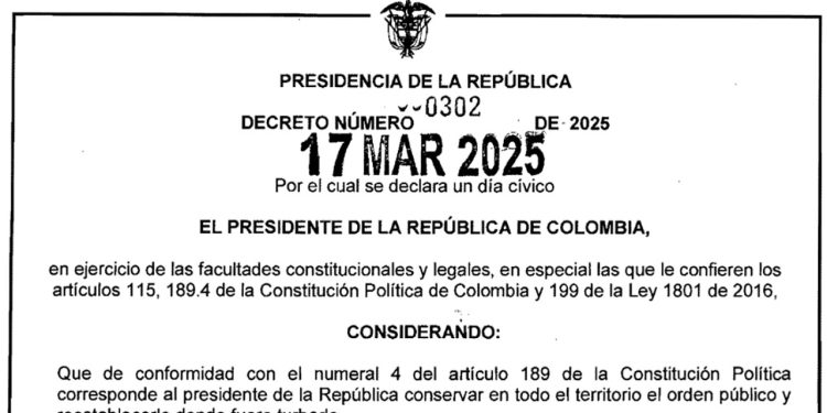 Gobierno nacional expide Decreto 0302 que declara Día Cívico para la Participación Ciudadana este martes 18 de marzo