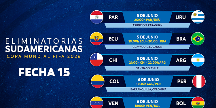 Lista la fecha 15 de las Eliminatorias Sudamericanas para la Copa Mundial de la FIFA