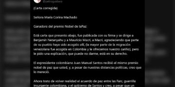 Presidente Gustavo Petro propone a Nobel de Paz María Corina Machado apoyar acuerdo para garantizar la soberanía nacional de los países del Caribe