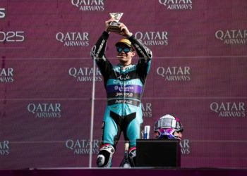 David Alonso, tercer podio consecutivo en el Moto2