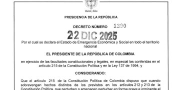 Gobierno nacional oficializó la declaratoria del Estado de Emergencia Económica y Social
