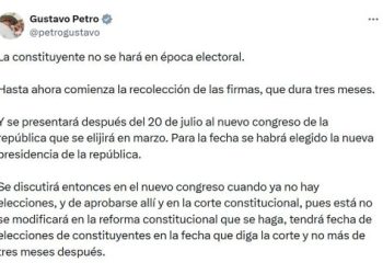 “Ni la elección de la constituyente ni sus reuniones coinciden con las elecciones actuales”: presidente Gustavo Petro