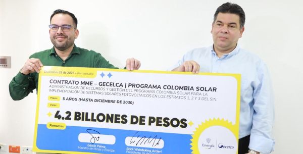 MinEnergía y Gecelca firman convenio interadministrativo para impulsar el Programa Colombia Solar por $4,2 billones