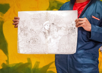 Niños y niñas de todo el país pintan en el ministerio de educación murales sobre sus territorios